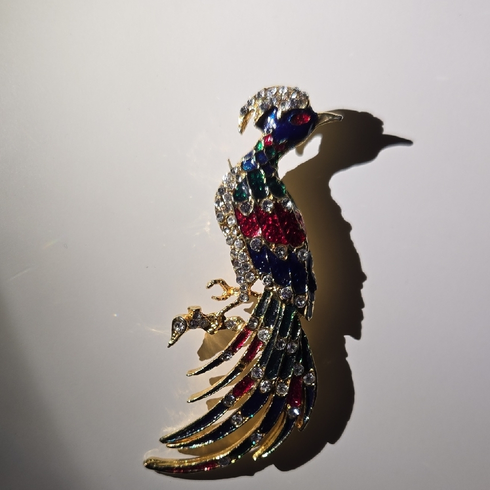 Elegant Multicolor Peacock Brooch